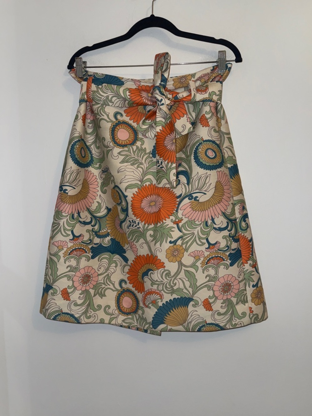 J.Crew Statement Floral Skirt Size 10 Tie Waist A-Line Retro Chic - Picture 6 of 13